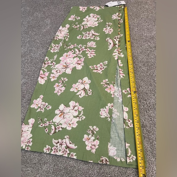 1 day sale! $15! NWT Zara Linen Blend Skirt Green Floral Size Small  3271/781 - Picture 13 of 15